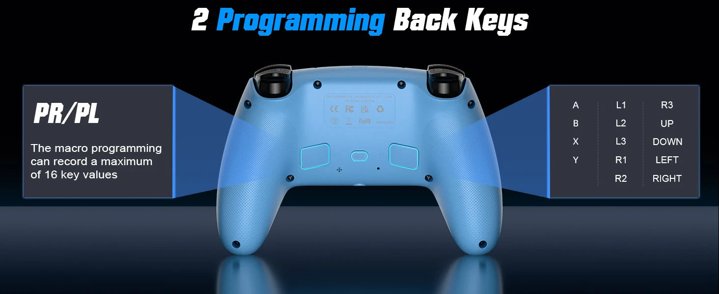 RGB Lights Wireless Controller For PS5/Playstation 5 Pro/Slim/PC Console Gamepads W/ Hall Effect Turbo Vibration Game Joystick