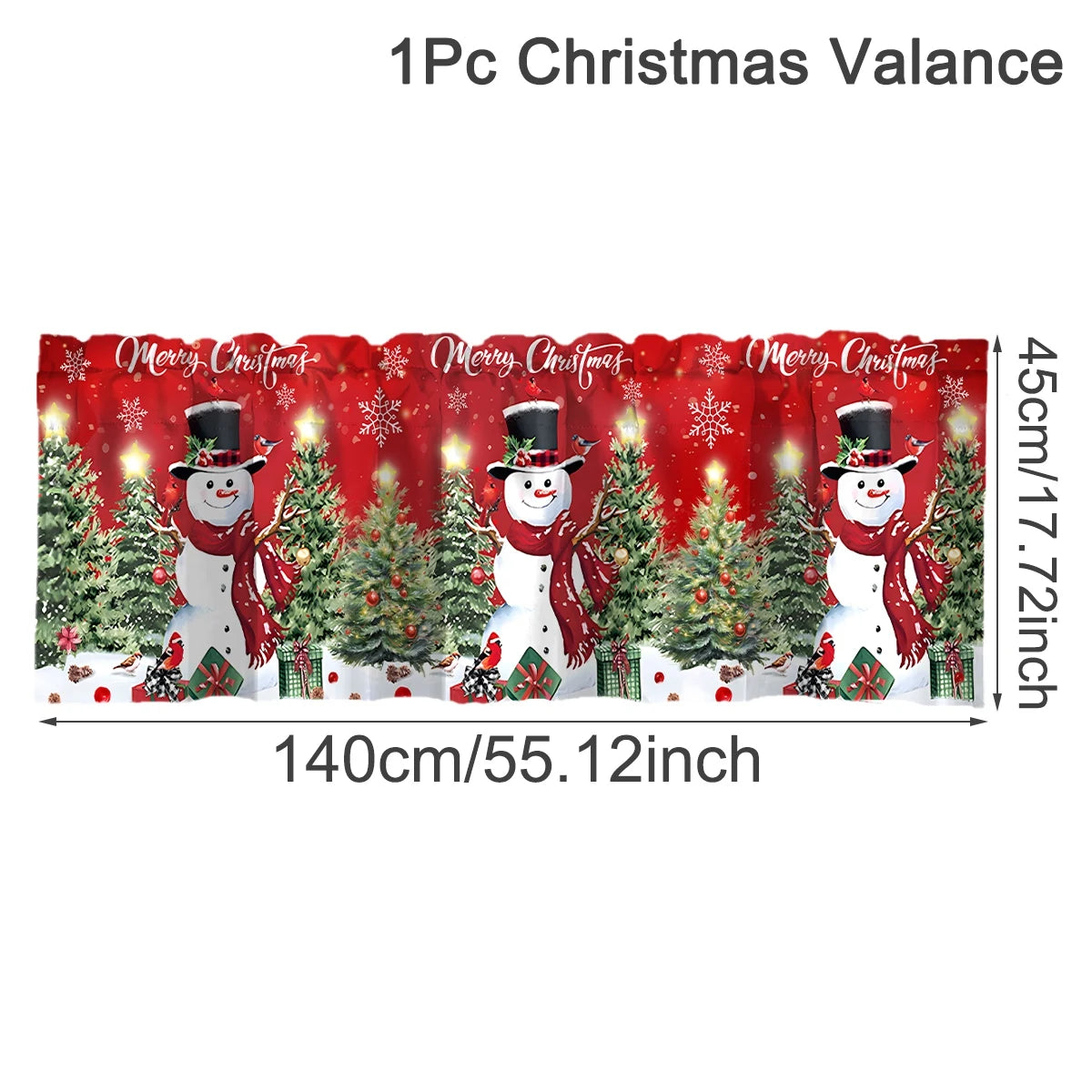 Christmas Curtain Valance Xmas Rod Pocket Window Treatment for Living Room Kitchen Bedroom Christmas Decorations For Home 2025