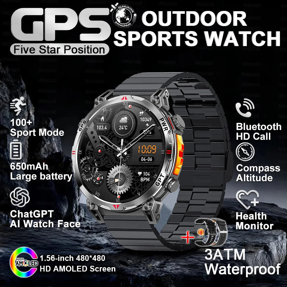 2025 New T-Rex 3 Ultra Original Military-Grade GPS Smart Watches Men Sport Tactics Compass BT Call Waterproof Swim Smart Bracelet