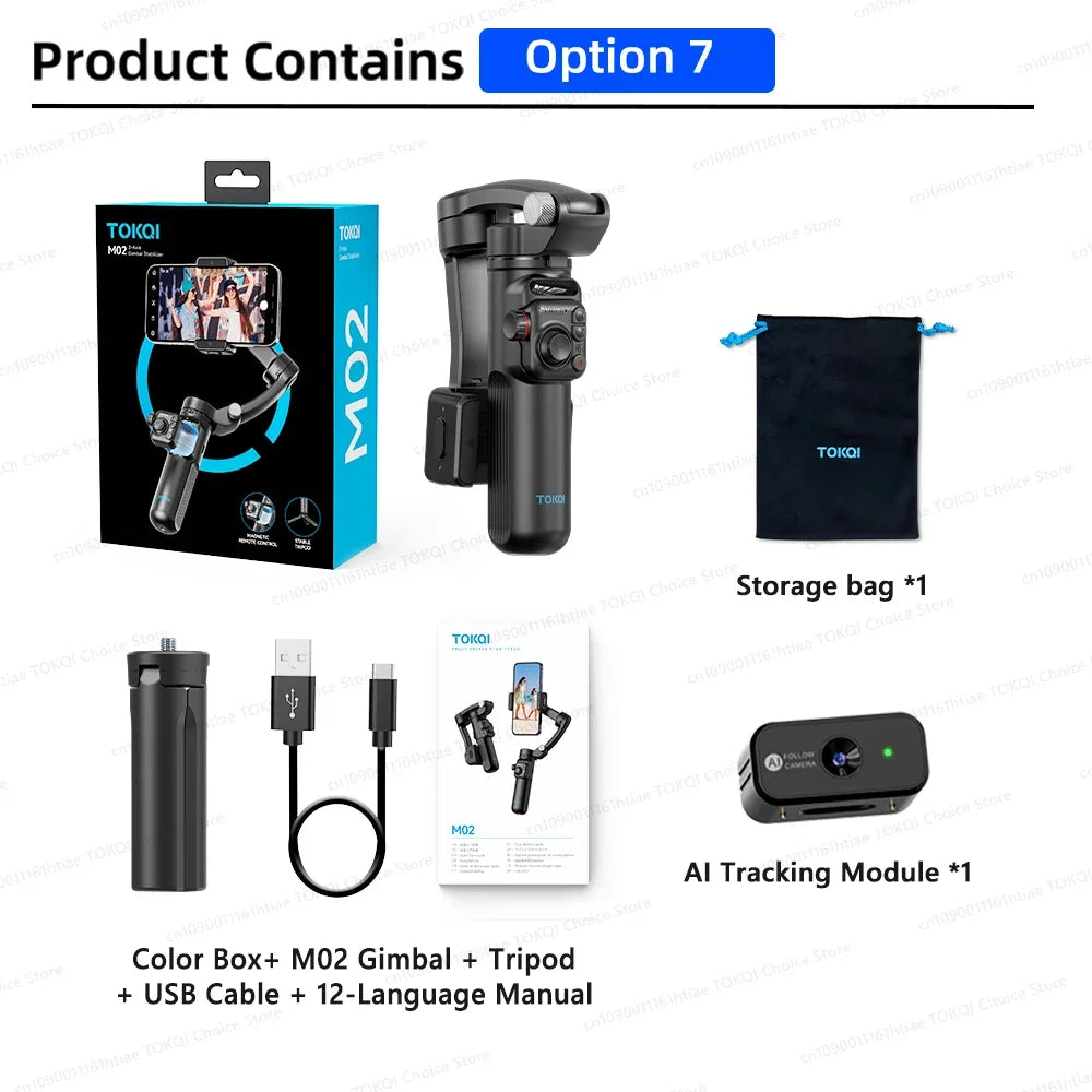 Handheld 3-Axis Gimbal Stabilizer for iPhone & Android, Anti-Shake Phone Holder with Tripod, for Vlogging & Video Recording