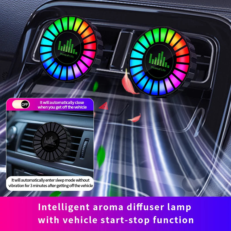 Automotive Atmosphere Light Air Outlet Rhythm Light Aromatherapy Pickup Light Automotive Air Outlet Decorative Light Colorful