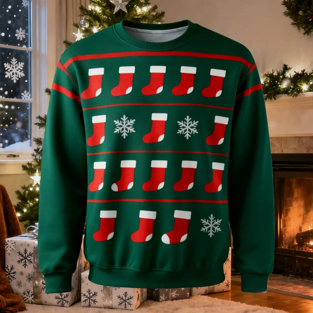 Christmas Themed Men's Sweatshirt Christmas Tree 3D Print Autumn Long Sleeve Graphic Hoodie Christmas Gift Casual Men's Clothing