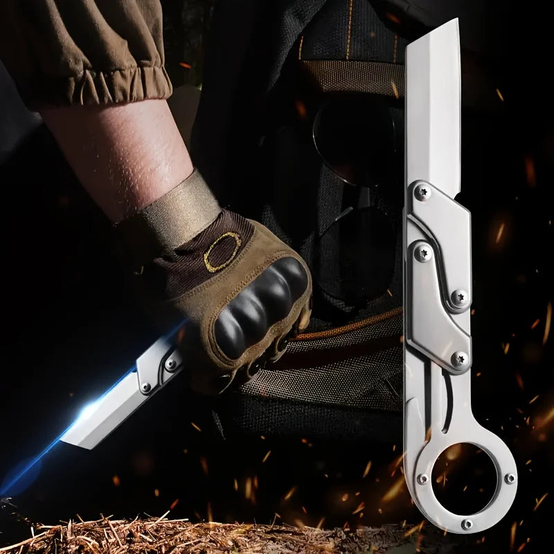 1pc, Multifunctional Folding Knife, Stainless Steel Pocket Knife, Creative Deformation Knife, Outdoor Survival Knife