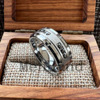 MenBand 8mm Mens Womens Engagement Eternity Wedding Band Black CZ Stone Inlay Tungsten Carbide Ring  Comfortable Fit