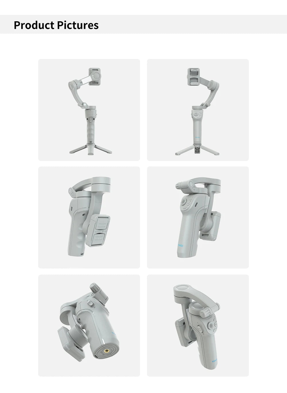 TOKQI M01 3-Axis Anti-Shake Handheld Gimbal Phone Stabilizer Foldable Holder Selfie Tripod with Fill Light for iPhone Smartphone