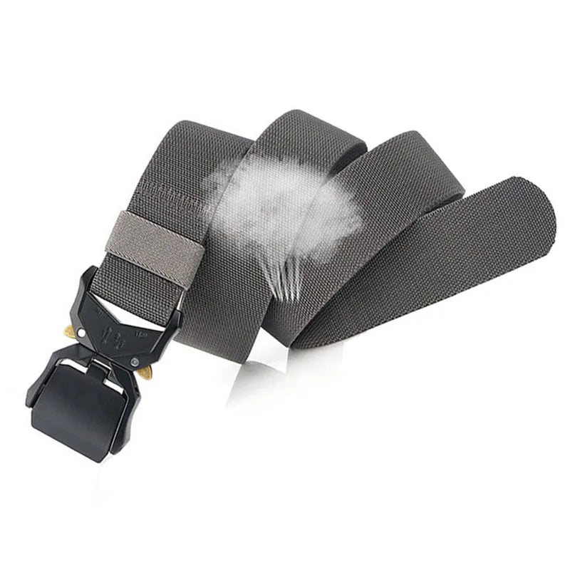 Tactical Waist Belt Durable Automatic Buckle Quick Release Elastic Belt Outdoor Adventure Training Belt Men's Trouser Belt Black