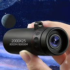 Telescopio monocular HD 2025 2000X25, compacto y portátil para viajes, senderismo, pesca, acampada, observación de estrellas, conciertos y observación de aves.