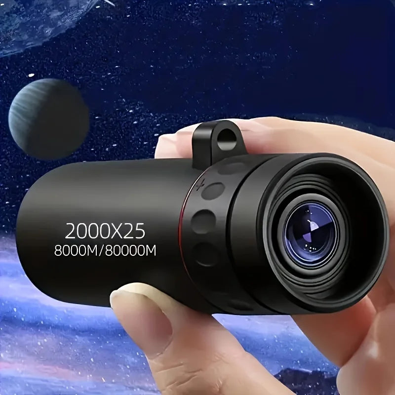 Telescopio monocular HD 2025 2000X25, compacto y portátil para viajes, senderismo, pesca, acampada, observación de estrellas, conciertos y observación de aves.