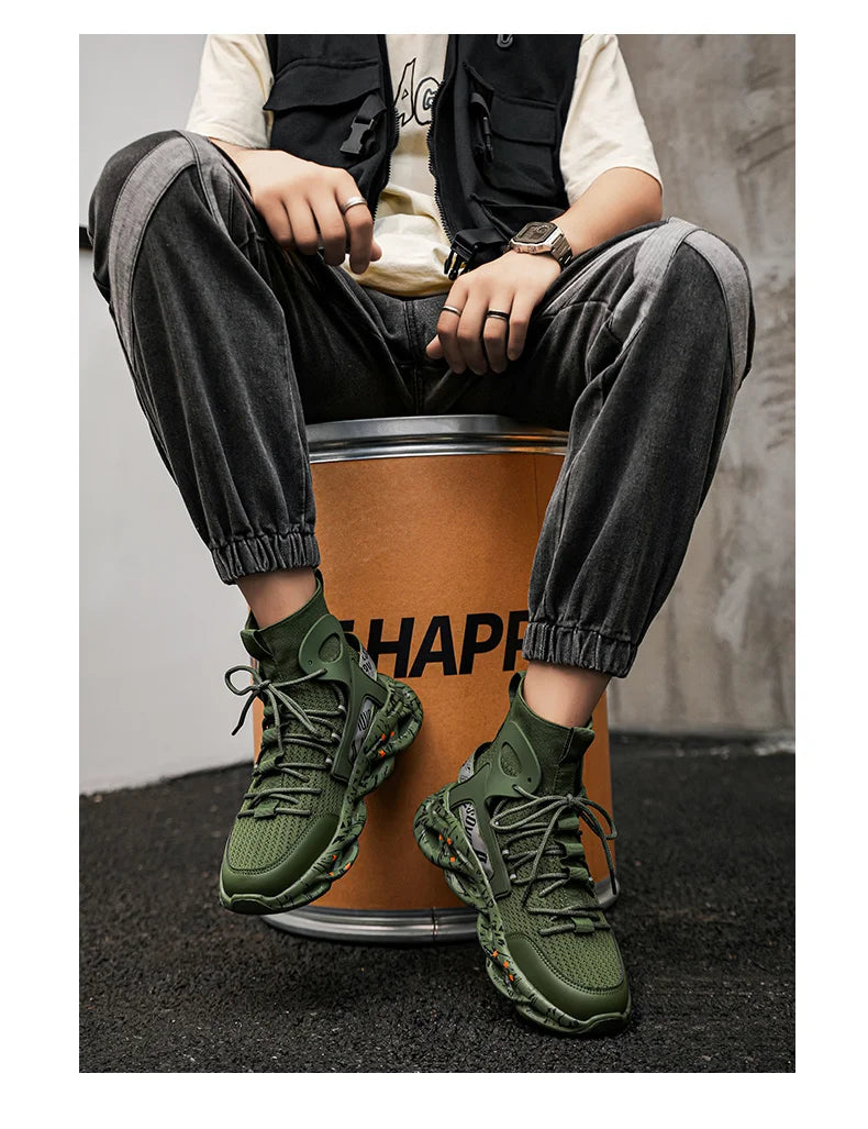 Street Red High Top Sneakers Man Fashion Platform Designer Running Shoes For Men Original Breathable Casual Men's Sports Shoes