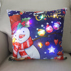 LED Light Christmas Pillow Cushions Cover Santa Elk Snowflake Xmas Lantern  Glow Pillowcase Winter Holiday Decoration