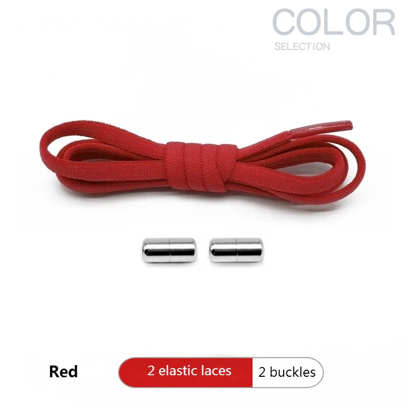 4Pcs/1Pair 100cm Elastic No Tie Shoelaces Metal Lock Shoe Laces For Kids Adult Sneakers Quick Shoelaces Semicircle Shoestrings