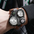 Luxury Large Dial Men Sports Watches Casual Leather Strap Quartz Wristwatches for Men Clock Reloj Hombre（Without Box）