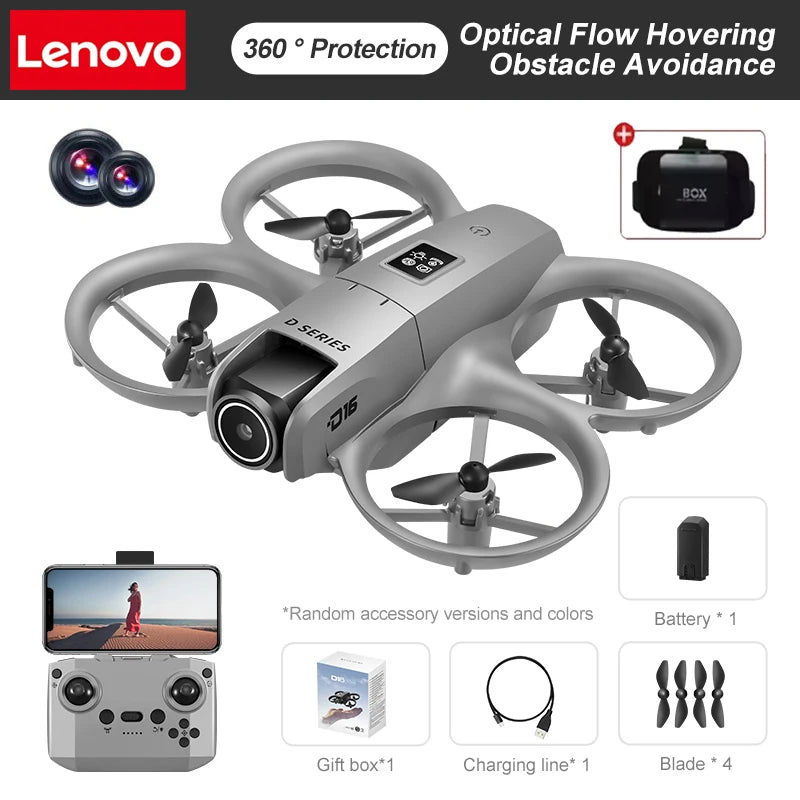 Lenovo D16 Drone 8K Aerial HD Profesional Dual-camera Helicopter Optical Flow Positioning Avoidance Bushless Motor GPS Drone UAV