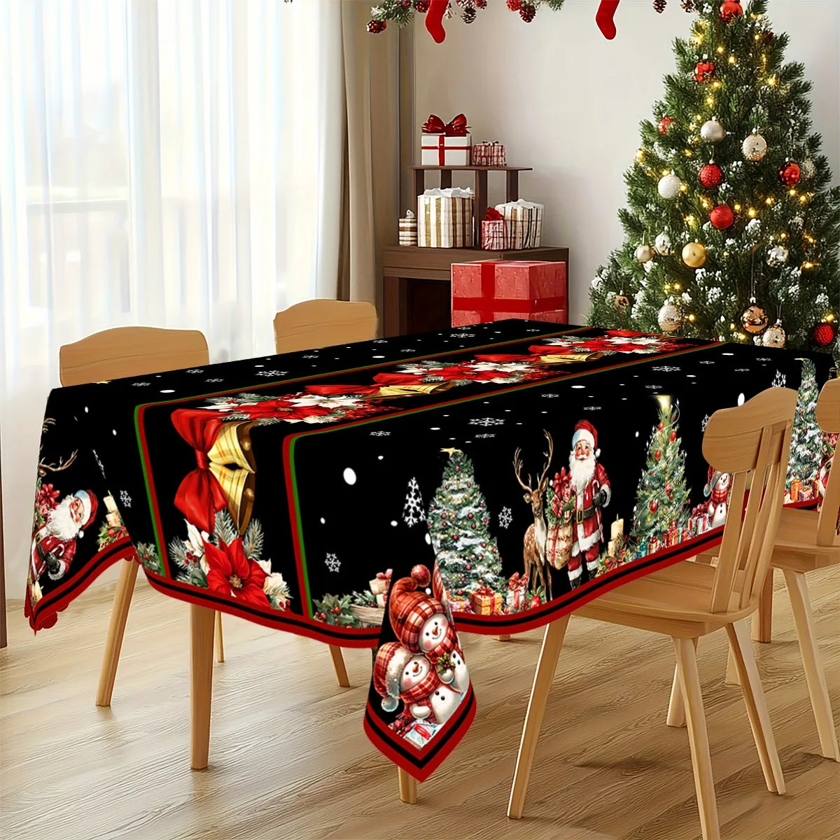 Christmas Tablecloth Santa Snowman Table Cover Christmas Party Table Decorations for Home 2025 Navidad Notal Noel Xmas Ornaments