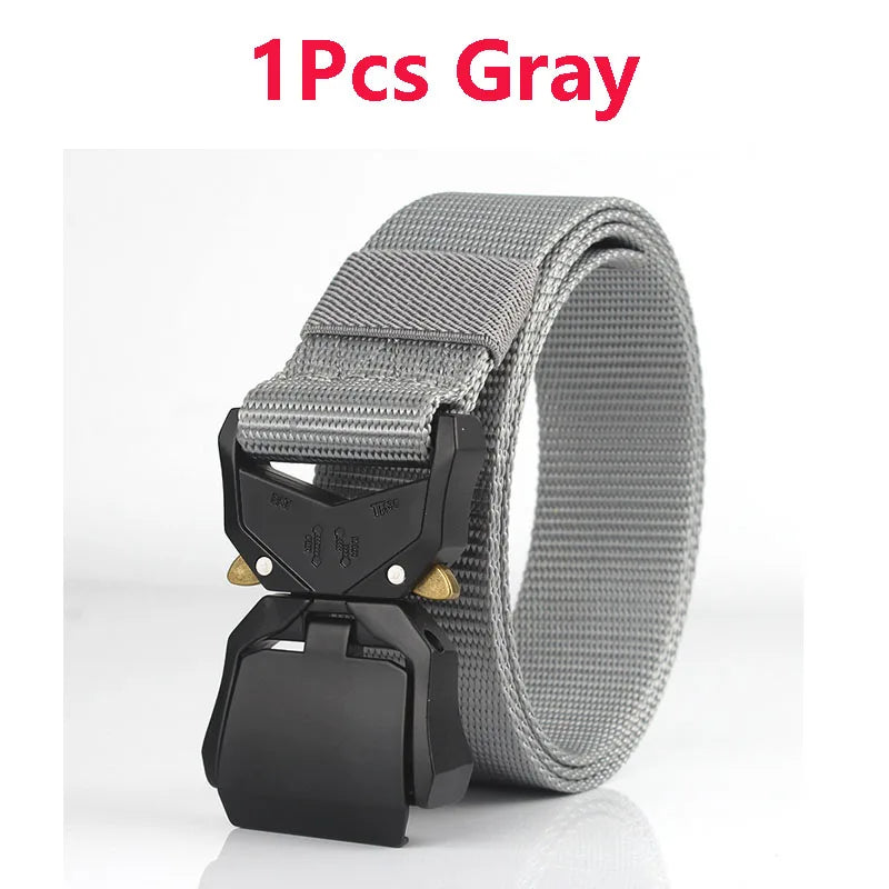 Tactical Waist Belt Durable Automatic Buckle Quick Release Elastic Belt Outdoor Adventure Training Belt Men's Trouser Belt Black