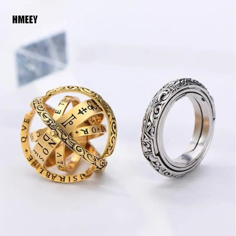 Metamorphic Astronomical Ball Ring for Men and Women Reversed Metamorphic Cosmic Ball Ring Retro Style Couple Necklace Jewelry