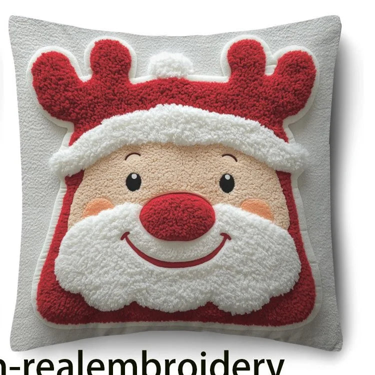 Christmas is cute and fun!Santa Claus & Snowman pattern on pillowcase New Year home decoration 2d flat printing
