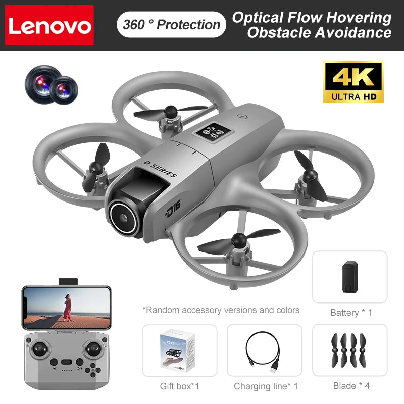 Lenovo D16 Drone 8K Aerial HD Profesional Dual-camera Helicopter Optical Flow Positioning Avoidance Bushless Motor GPS Drone UAV