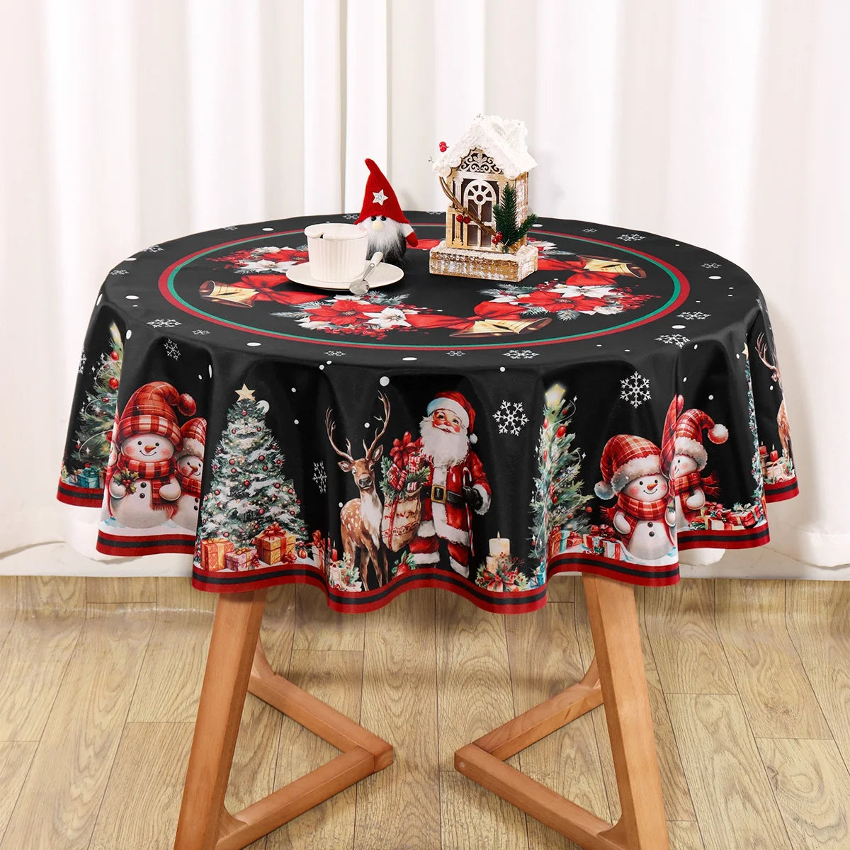 Christmas Tablecloth Santa Snowman Table Cover Christmas Party Table Decorations for Home 2025 Navidad Notal Noel Xmas Ornaments