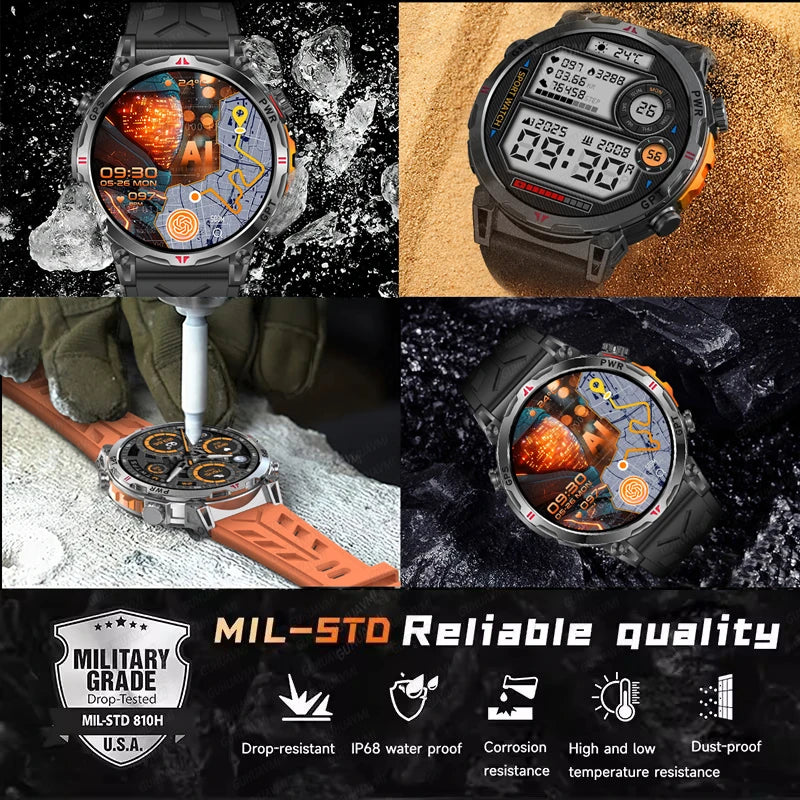 2025 New T-Rex 3 Ultra Original Military-Grade GPS Smart Watches Men Sport Tactics Compass BT Call Waterproof Swim Smart Bracelet