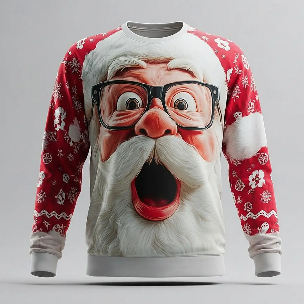 2025 Christmas Fall Winter Santa Claus Graphics Design Men's Casual Sweatshirts Crew Neck Pullover Long Sleeve Trendy Streetwear