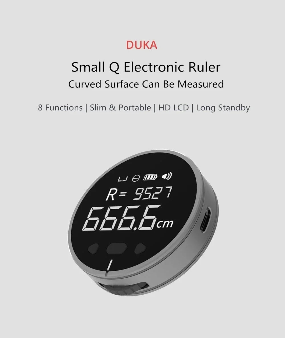 Xiaomi DUKA ATuMan Q Electric Ruler Distance Meter Tape HD LCD Screen Ruler Tools Tape Measure Rangefinder Mini Measuring Device