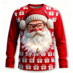 Christmas Men's Santa Claus Funny T Shirt Long Sleeve T shirt 3D Print Crew Neck Shirts Fashion Basic 3D Street Casual Apparel