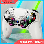 RGB Lights Wireless Controller For PS5/Playstation 5 Pro/Slim/PC Console Gamepads W/ Hall Effect Turbo Vibration Game Joystick