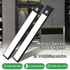 1pc LED Ultra-thin Motion Sensor Cabinet Light, Three-tone Light Counter Lighting, Magnetic USB Rechargeable Kitchen Night Light