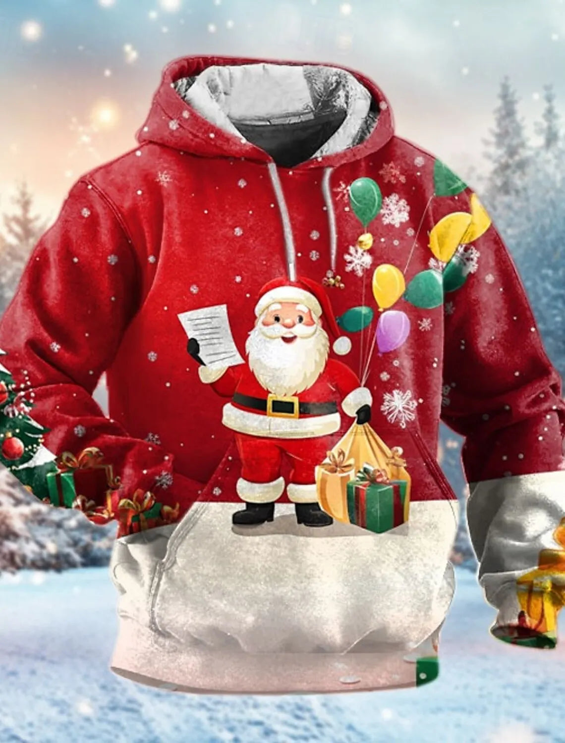 Santa Claus Men's Fashion 3D Print Hoodie Holiday Streetwear Christmas Hoodies Hooded Front Pocket Designer Hoodie Sweatshirt