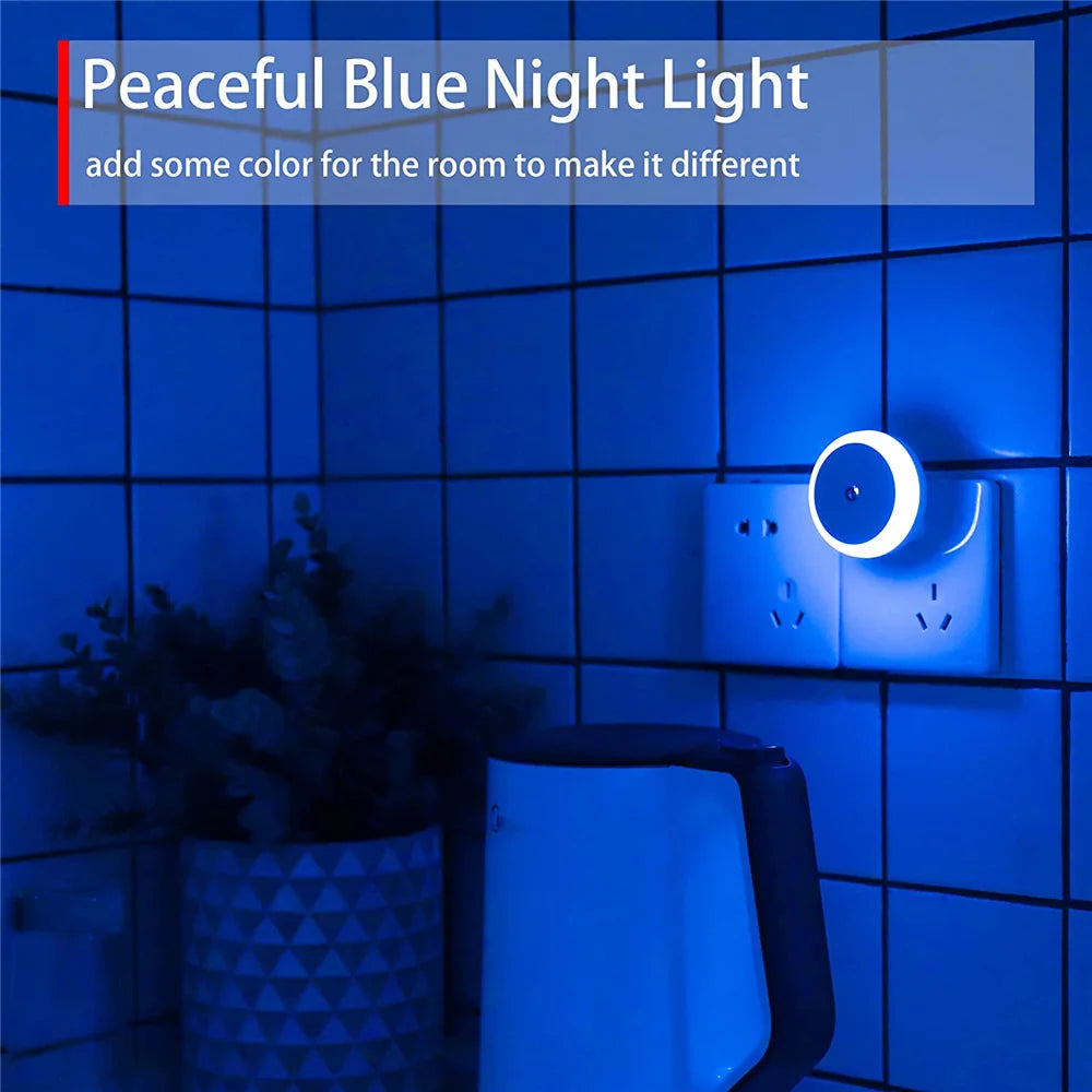LED Night Light Smart Night Sensor Round Plug in Wall Night Lamp Bathroom Home Kitchen Hallway Staireway Bedroom Nightlight