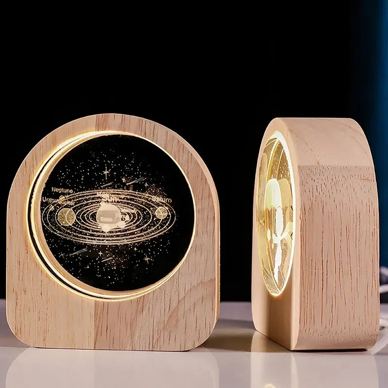 3D Laser Engraved Solar System Astronomy Crystal Glass Desktop Decoration Ornaments Valentine's Day Birthday Gift