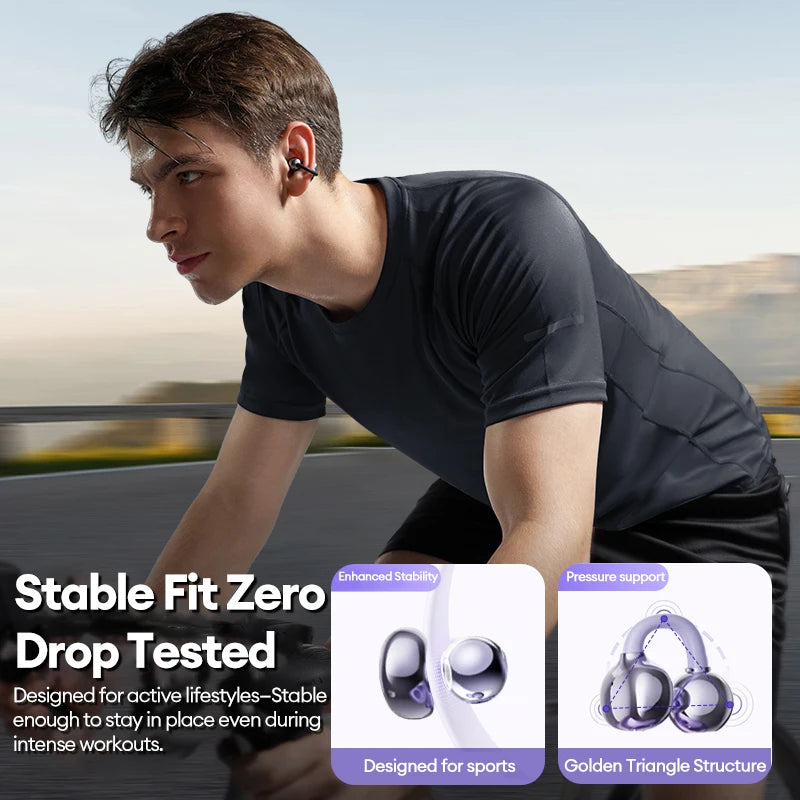 Lenovo LE302 Wireless Bluetooth 6.0 Headset Long Battery Life Sports Ear Clip Earphones HIFI Stereo Noise Cancelling Headphones