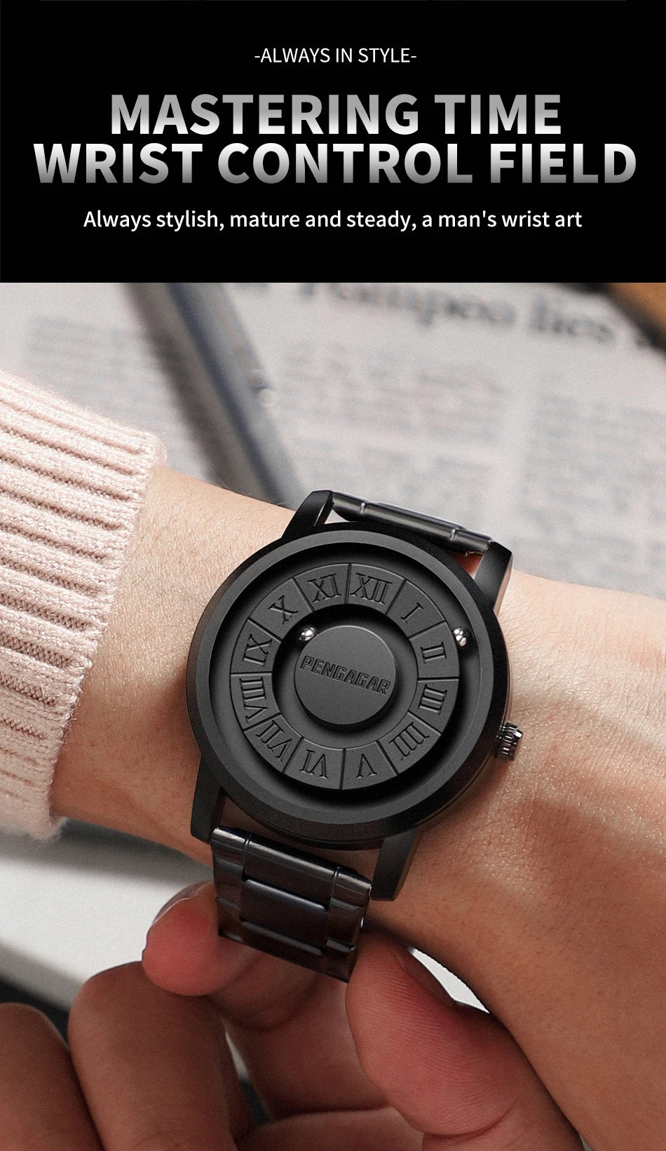 2025 Luxury Watch Men Creative Scrolling Pointer Magnetic Force Sport Watches Men Quartz Chronograph Man Clock Relogio Masculino