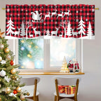 Christmas Curtain Valance Xmas Rod Pocket Window Treatment for Living Room Kitchen Bedroom Christmas Decorations For Home 2025