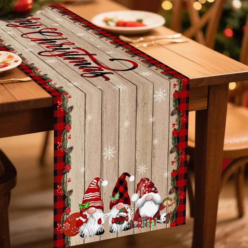 Christmas Gnome Table Runner Merry Christmas Decorations for Home 2025 Xmas Party Decor Navidad Natal Noel Gifts New Year 2026
