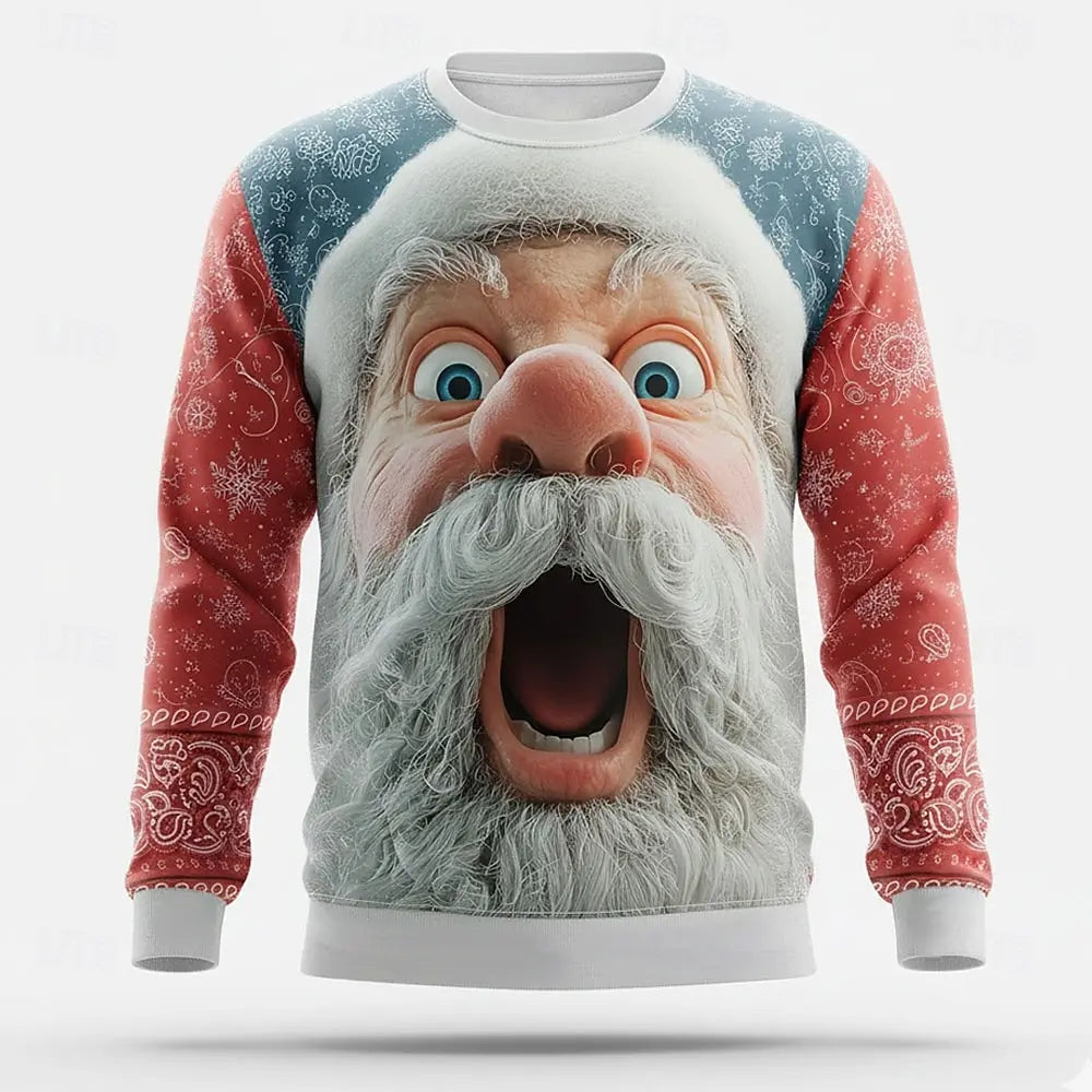2025 Christmas Fall Winter Santa Claus Graphics Design Men's Casual Sweatshirts Crew Neck Pullover Long Sleeve Trendy Streetwear