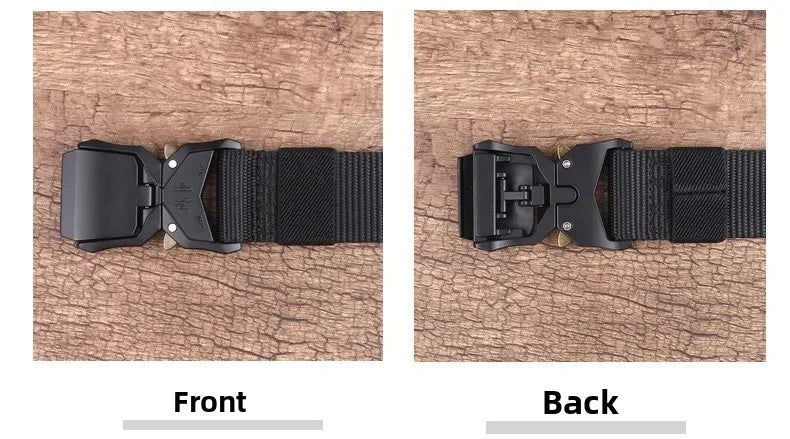 Tactical Waist Belt Durable Automatic Buckle Quick Release Elastic Belt Outdoor Adventure Training Belt Men's Trouser Belt Black