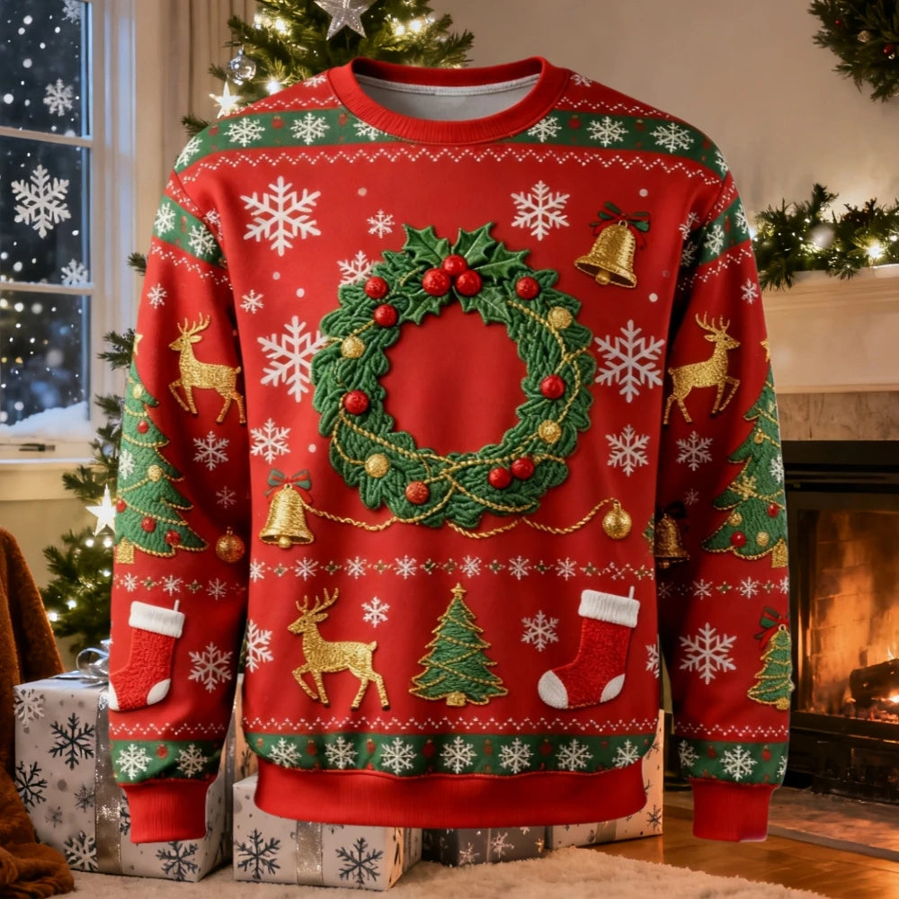 Christmas Themed Men's Sweatshirt Christmas Tree 3D Print Autumn Long Sleeve Graphic Hoodie Christmas Gift Casual Men's Clothing