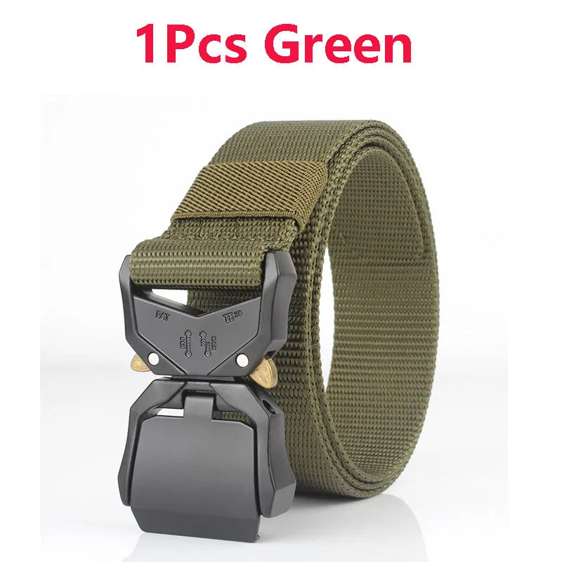 Tactical Waist Belt Durable Automatic Buckle Quick Release Elastic Belt Outdoor Adventure Training Belt Men's Trouser Belt Black