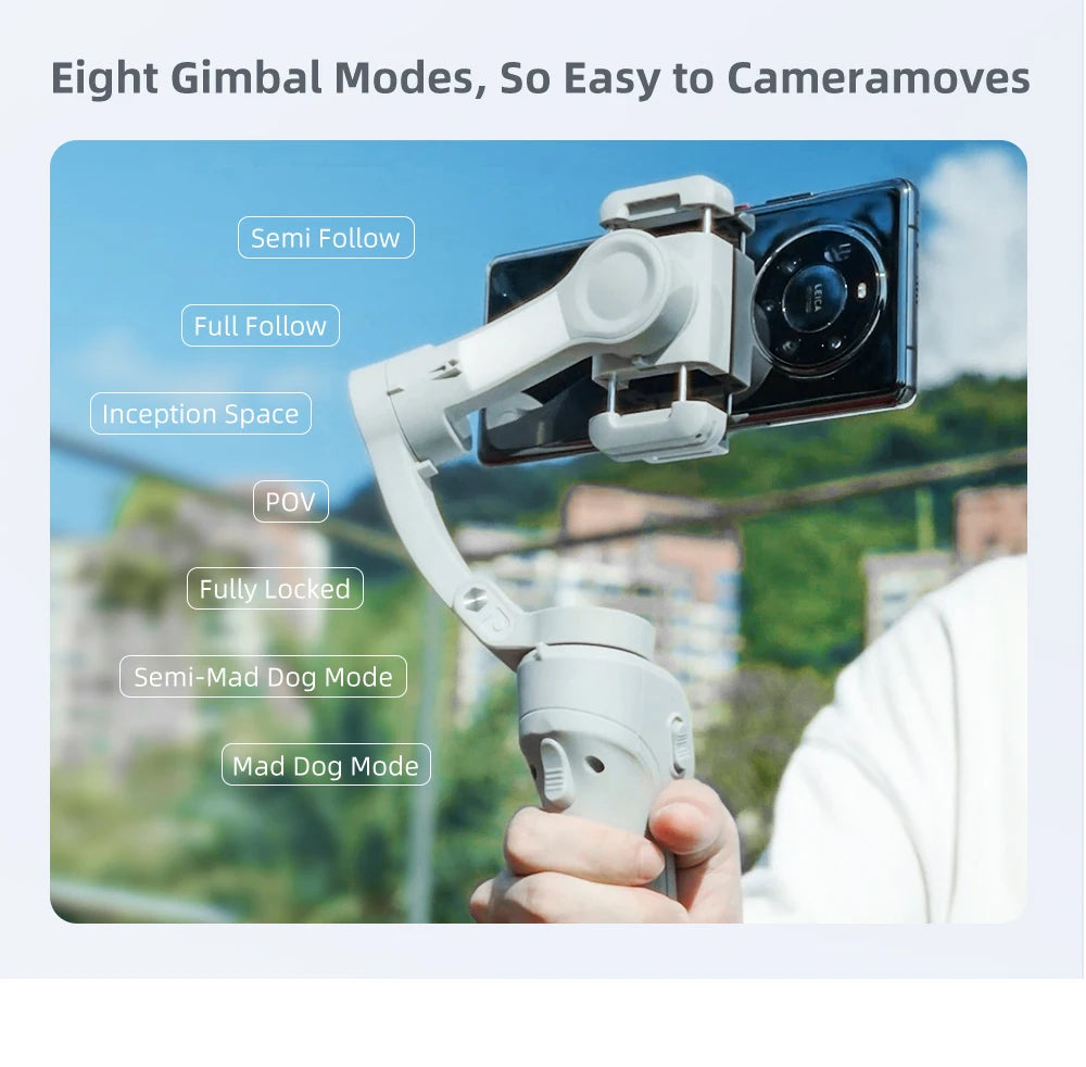 TOKQI M01 3-Axis Anti-Shake Handheld Gimbal Phone Stabilizer Foldable Holder Selfie Tripod with Fill Light for iPhone Smartphone
