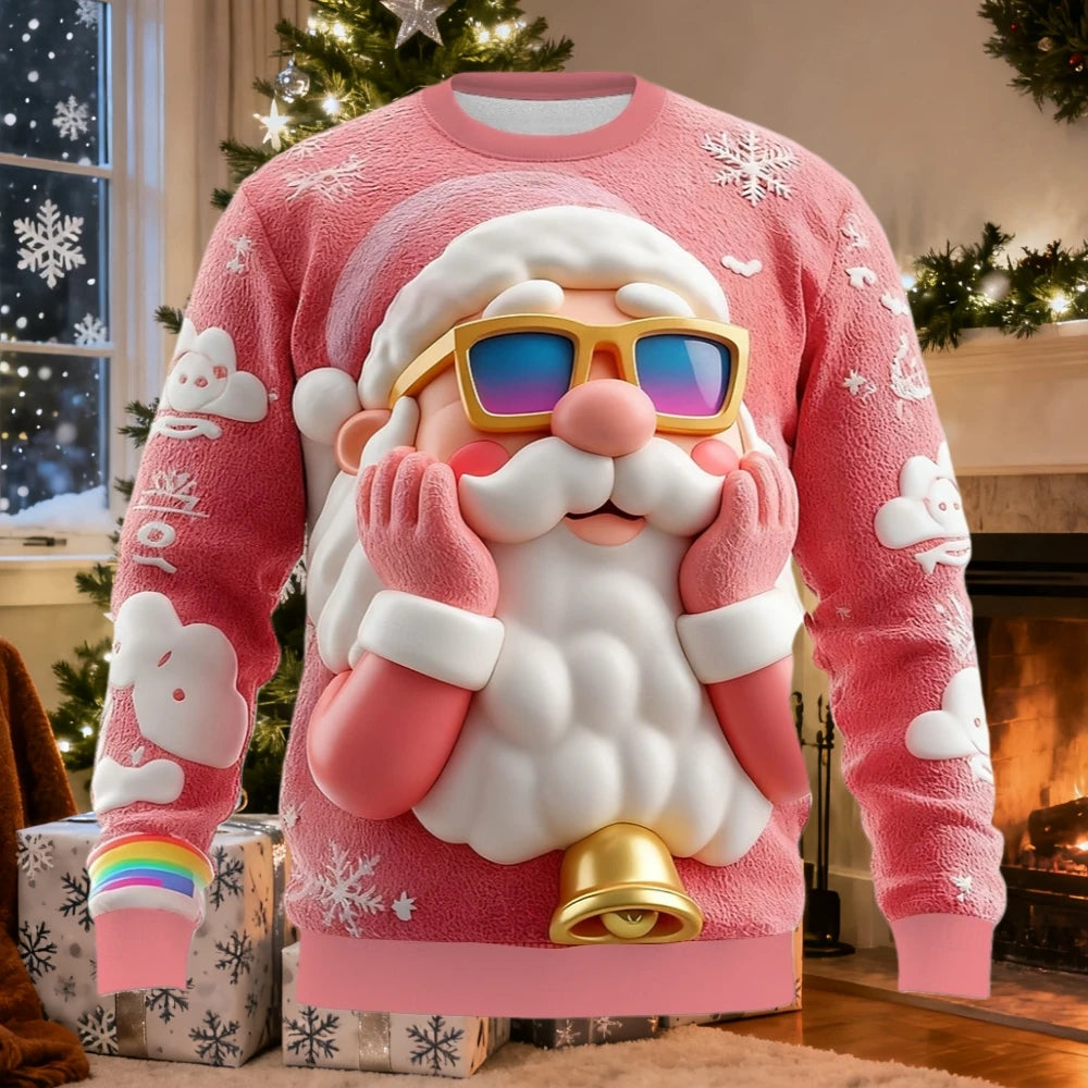 Christmas Men Women Sweatshirt 3D Printed Santa Claus Ugly Christmas Sweater Trendy Street Style Autumn Winter Casual Loose Tops