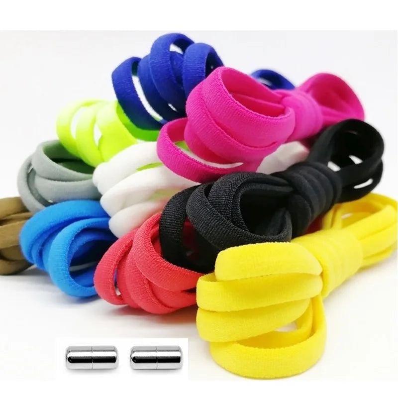 4Pcs/1Pair 100cm Elastic No Tie Shoelaces Metal Lock Shoe Laces For Kids Adult Sneakers Quick Shoelaces Semicircle Shoestrings