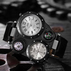 Luxury Large Dial Men Sports Watches Casual Leather Strap Quartz Wristwatches for Men Clock Reloj Hombre（Without Box）