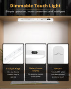 WILLED  Motion Sensor Cabinet Light Battery Display 60 LED Touch Light Bar Wireless Rechargeable Battery Night Light
