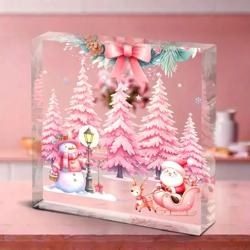 Clear Heart Shaped Marry Christmas Tabletop Decorations for Table, Office Desk, Tiered Tray, Mantle, Shelf 2026 Xmas Gifts