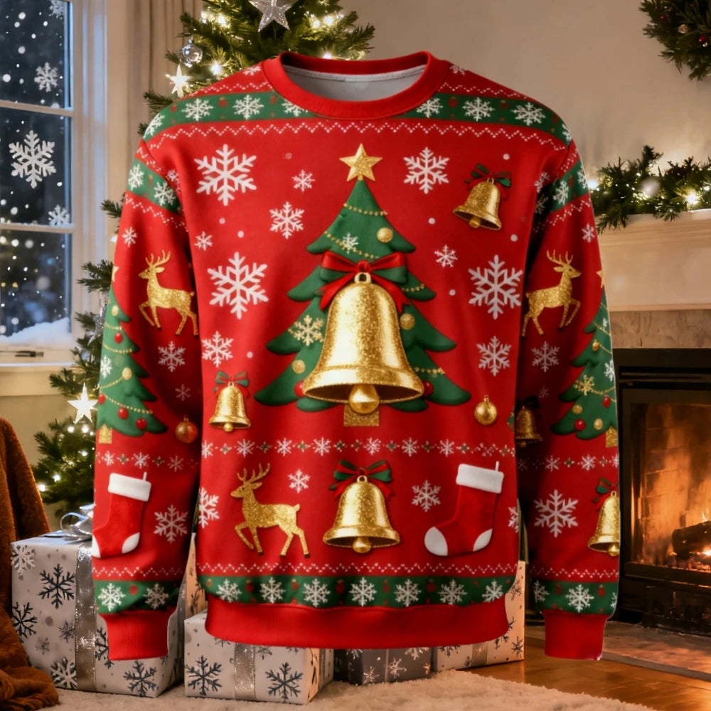 Christmas Themed Men's Sweatshirt Christmas Tree 3D Print Autumn Long Sleeve Graphic Hoodie Christmas Gift Casual Men's Clothing