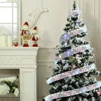 Christmas Ribbon Fairy Light Christmas Decoration DIY Bows String Light Tree Ornaments For Home 2025 Xmas Decor New Year Navidad