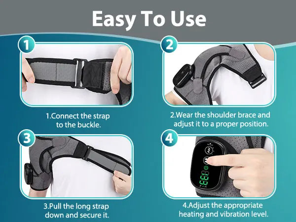 Electric Shoulder Brace 3 Gear Heated and Vibration Massage Shoulder Support Massage Belt Gifts for Parents Friends Health Care