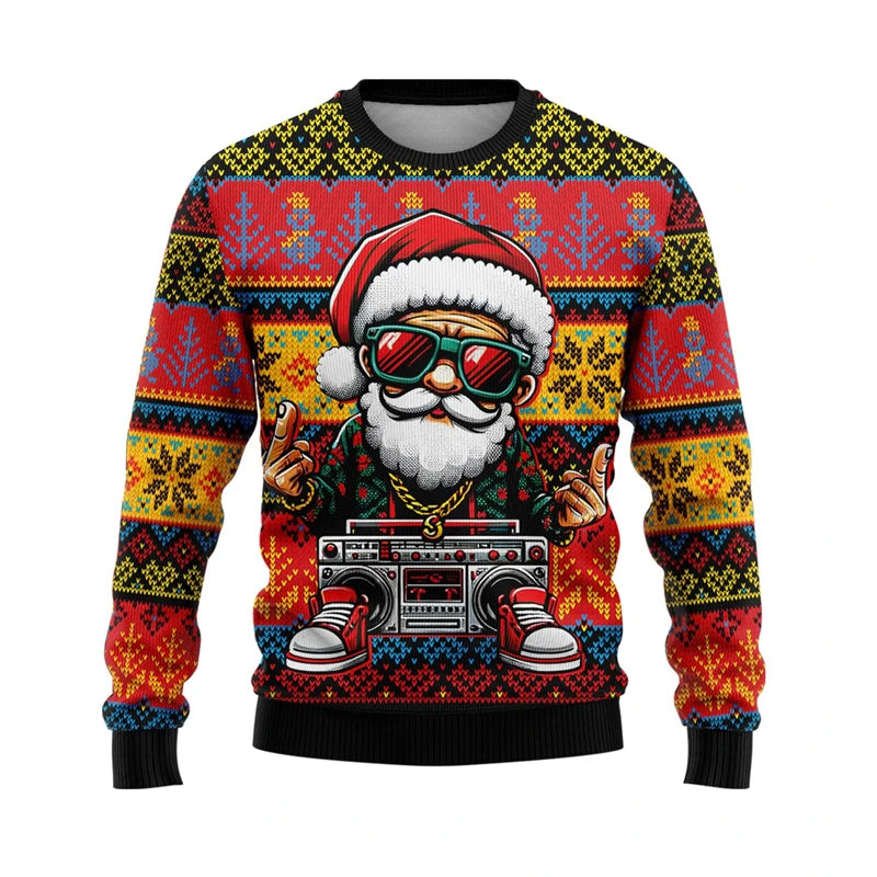 Hilarious Santa Claus Ugly Christmas Sweaters for Men Funny Animal Graphic Sweatshirts Xmas Holiday Unisex Pullovers Sweater Top